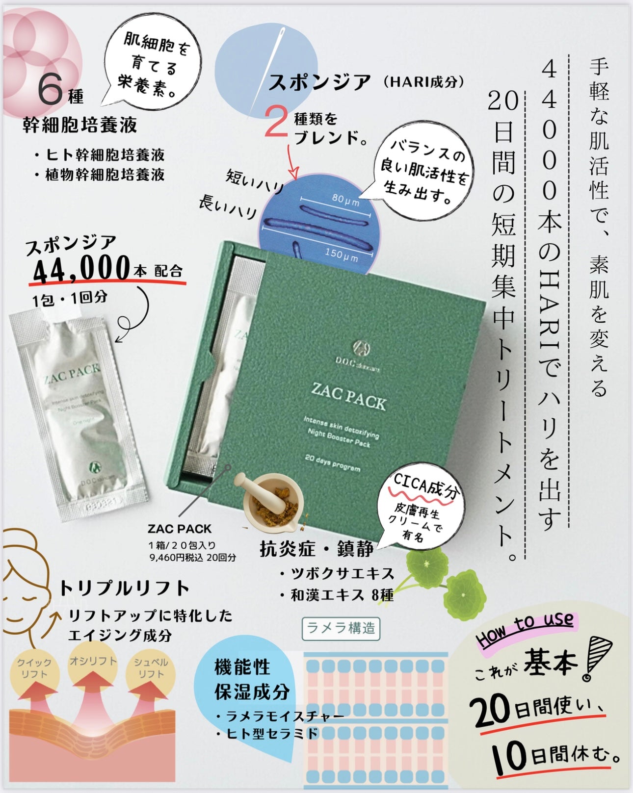 スポンジアナイトパック（クリーム）｜ZAC PACK［ザックパック］